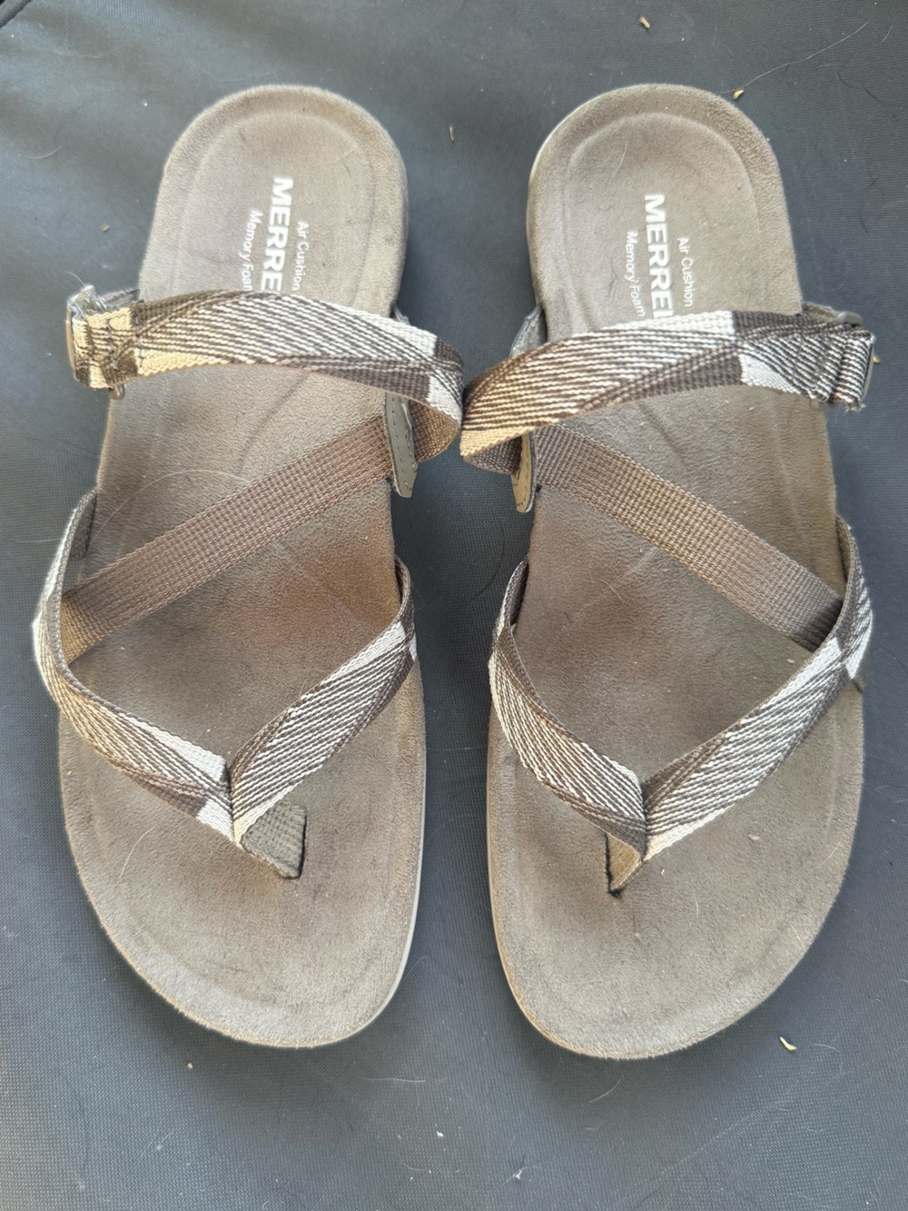 Merrell Women's Brown light tan Multi-Strap Slide Sandals